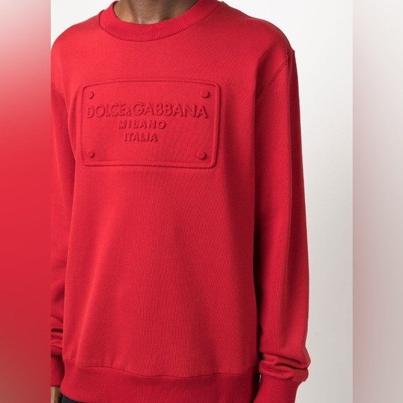EUC Men’s X-Small (Italian Size 44) Dolce & Gabbana Logo-embossed Sweatshirt Red - Picture 4 of 16